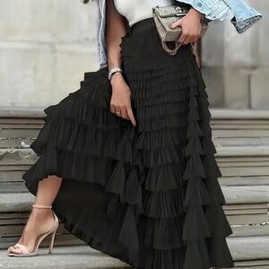 NEW! BOHO Tulle LAYERED MAXI SKIRT SZ XL
